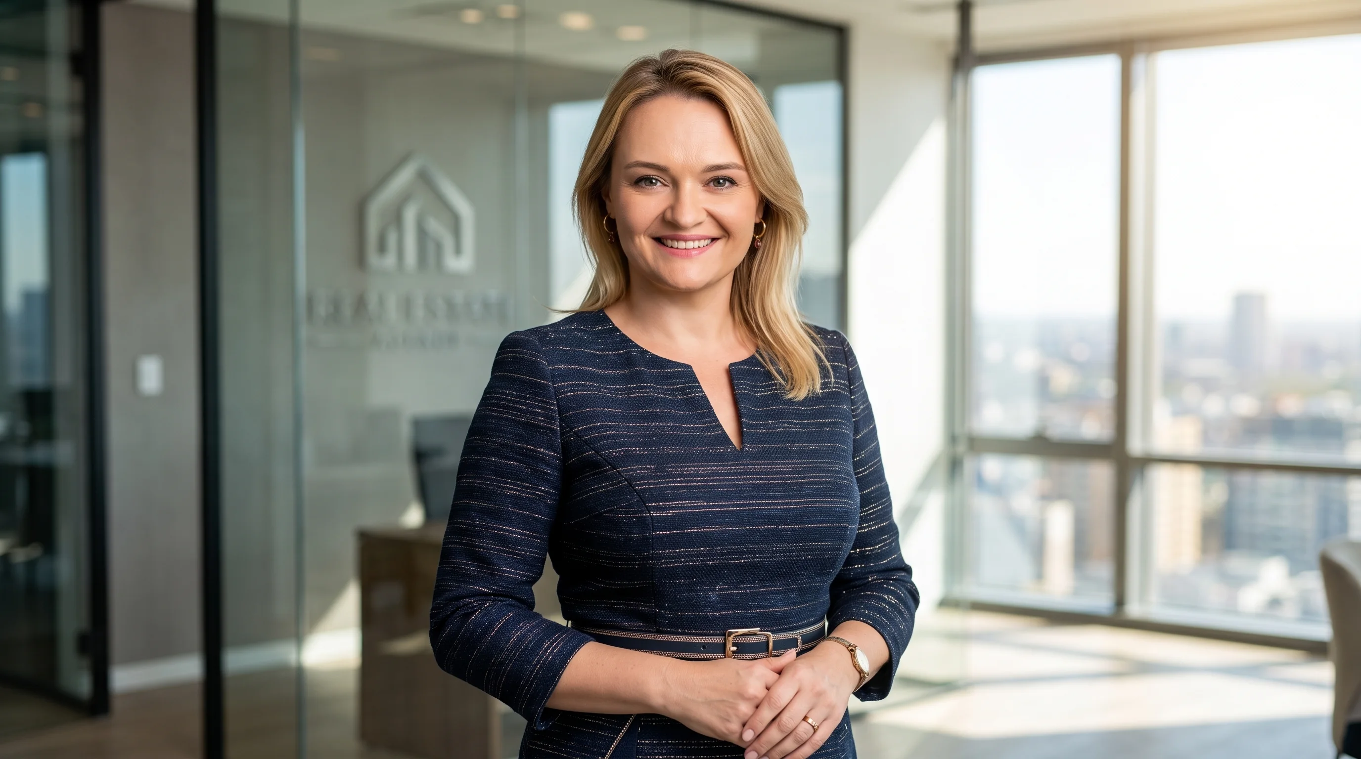 Anna Kucharska, założycielka Bergsen Nieruchomości, w biurze agencji